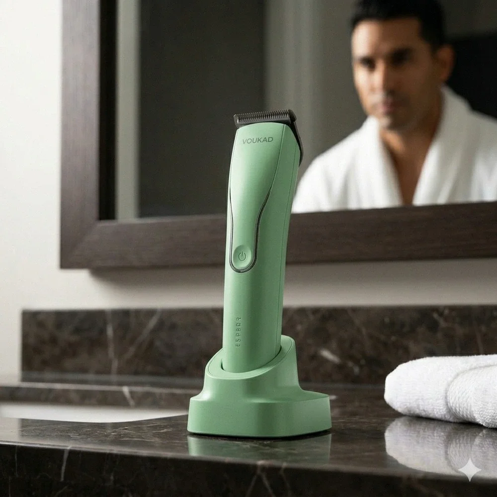 Voukad Green Cordless Body Hair‎ Trimmer with Charging Dock - Brand New